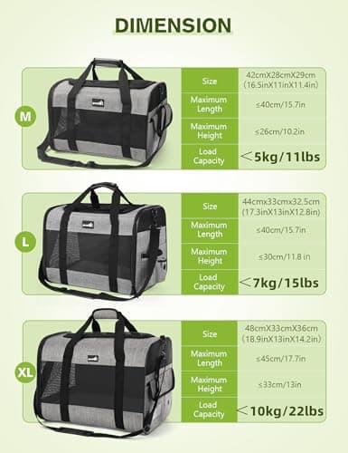 pecute® Cat Carrier Large, Breathable Pet Carrier Bag, Dog Carrier L, Grey — view 2