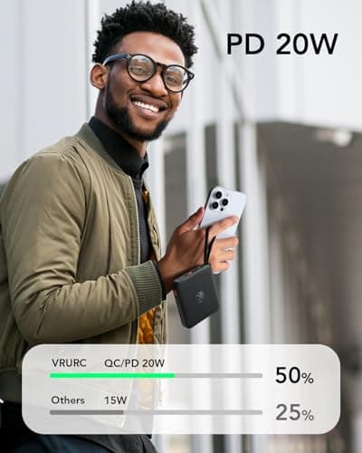 VRURC Mini Portable Charger with 4 Built-in Cable 22.5W Fast Charging — view 3