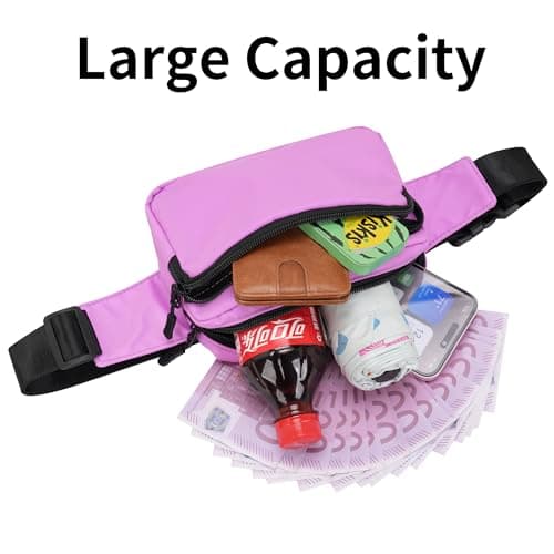 IHIGOGOFA Bumbags Waist Fanny Pack Fashion Bum Bag with 30cm Extended Belt for Dog Walking Climbing Hiking Travel Cycling Girls Ladies Men Women (Light Purple) — view 5