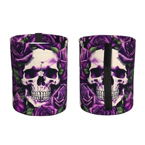 MDATT Many Purple Rose Skull Car Trash Can Leak-Proof Organizer For Long Road Trips And Family Vacations — view 2