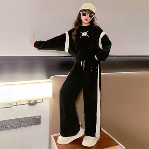 Girls Sweat Set 2 Piece Track Suit Teen Girls Hoodies and Sweatpants Outfit — view 2