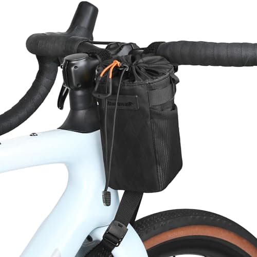 Rhinowalk Bike Water Bottle Holder Bag Cycling Bicycle Snack Bag Handlebar Bag Insulated Front Bag One-handed Access (Black)