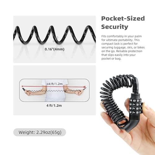 UP Security Small Combination Cable Lock for Luggage, Kids Bike, Helmet — view 4