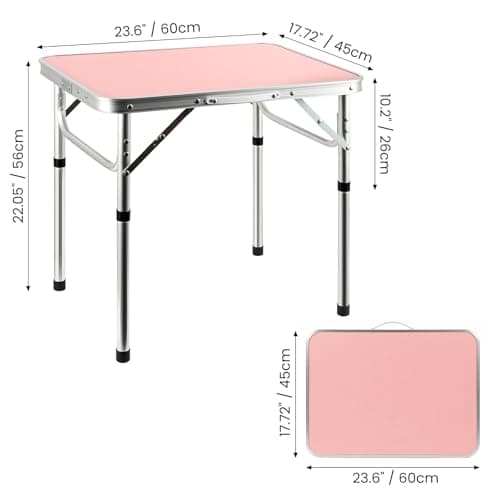 Minifactory Portable Folding Camping Table, Aluminium Outdoor Picnic Table with Carry Handle, Lightweight Foldable BBQ Table for Camping, Fishing, Garden, Beach, Market Stall and Travel (Pink) — view 3