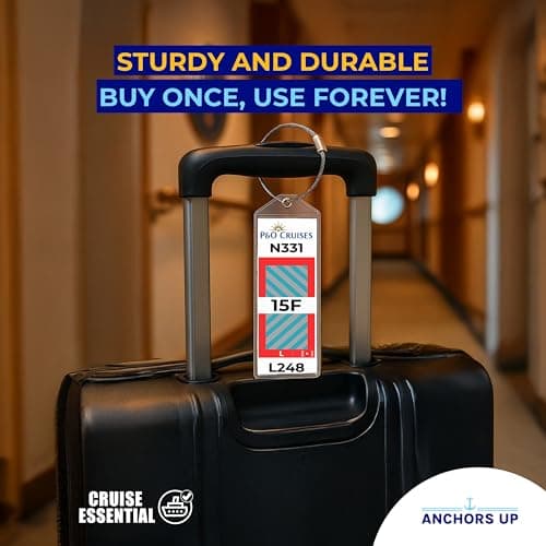 P&O Cruise Luggage Tag Holders [4 Pack] – Waterproof, Durable with Steel Loops – Fits All P&O Cruise Ships for Cruising in 2026, 2027 and 2028 – Cruise Essentials — view 6