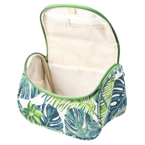 VALICLUD Makeup Bag Portable Toiletry Bag Canvas Tropical Monstera Leaf Travel Cosmetic Pouch with Curved Zipper Organizer for Travelling — view 6