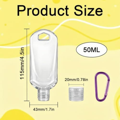 5PCS Leakproof Travel Bottles with Keychain, 50ml for Hand Sanitiser — view 2