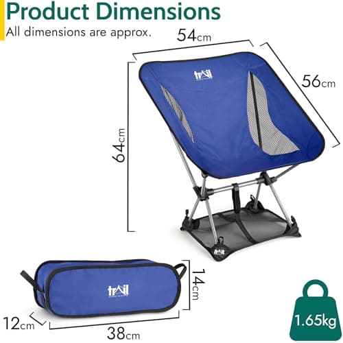 Trail Hawk Ultralight Camping Chair, Blue — view 3
