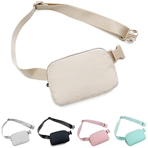 kuifang Unisex Adult Beige Waist Pack, Off White