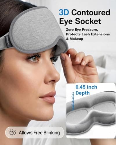 Blackout Eye Mask for Sleeping, 3D Weighted Sleep Mask for Airplane Travel — view 3