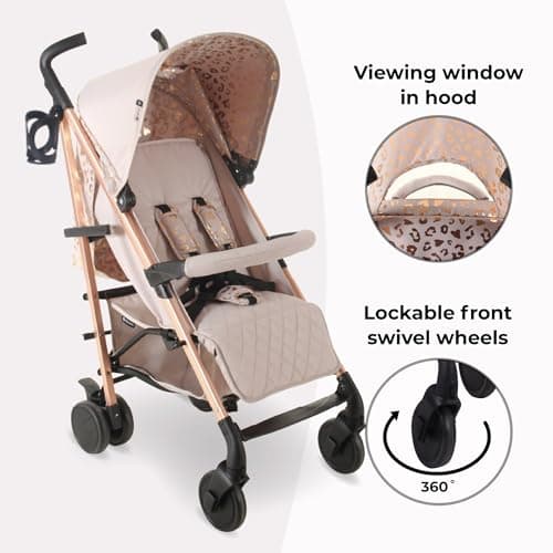 My Babiie MB51 Stroller – from Birth to 4 Years (22kg), Lightweight, Umbrella Fold, Travel Buggy for Toddlers, Pushchair Includes Footmuff, Cup Holder, Rain Cover - Pink Leopard — view 6
