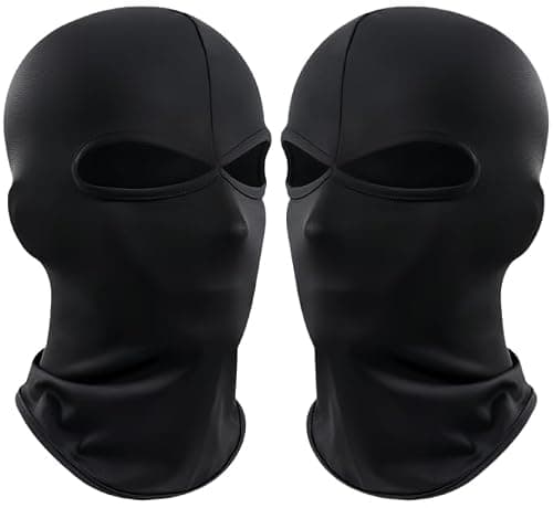 Yiqicomle Balaclava Face Cover, 2 Hole Full Face Black Ski Mask for Men Women - Soft Breathable Windproof UV Protection for Motorcycle Skiing Cycling Outdoor Activities, 2pcs