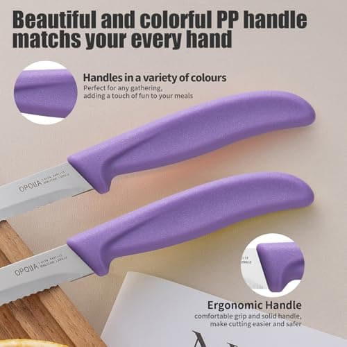 OPOLIA Tomato knife,2-Piece,Serrated,Stainless Steel,Dishwasher Safe,Purple — view 4
