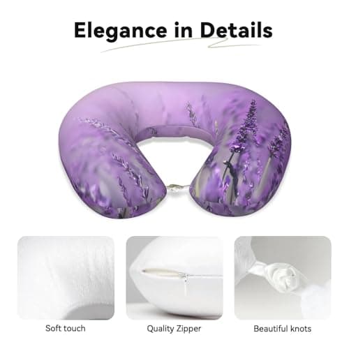 JaoXer Romantic Purple Lavender Memory Foam Travel Pillow â€“ Neck Support for Airplane, Car, Home Office, See Movies, Work, Drive, Leisure — view 4