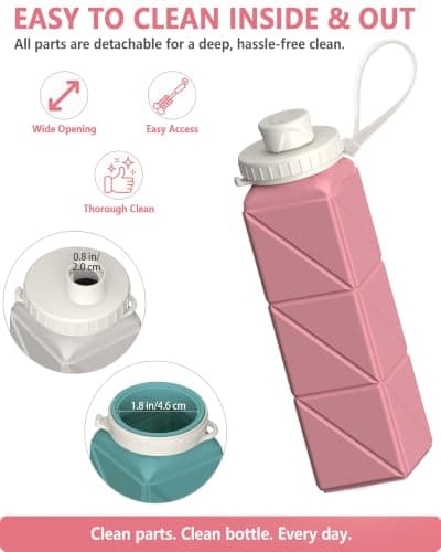 BEAUTAIL Collapsible Water Bottle 610 mL, Silicone Travel Water Bottle — view 5