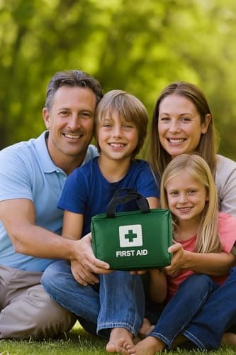 99pcs Emergency Essentials First Aid Kit Bag - Inc. Sterile Dressings, Eye Wash, Gauze, Bandages, Ice Pack, Thermal Blanket - for Family, Home, Office, Vehicle, Workplace, Travel, Camping (Green) — view 6