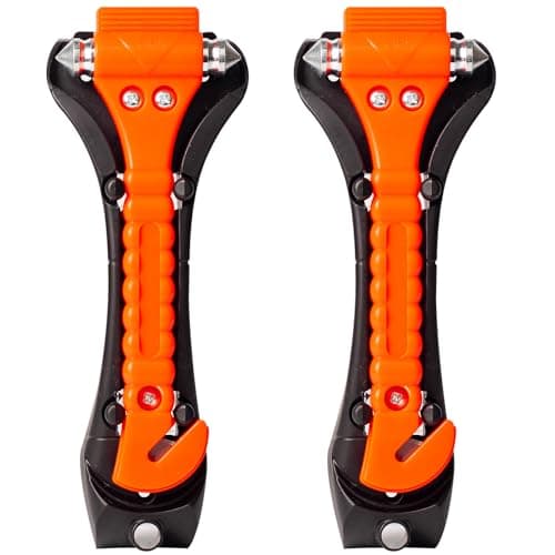 2 Pack Car Emergency Escape Tool Kit - Double-Ended Window Breaker & Seat Belt Cutter with High-Visibility Reflective Handle, Automotive Safety Hammer for Instant Glass Shattering & Emergency Egress
