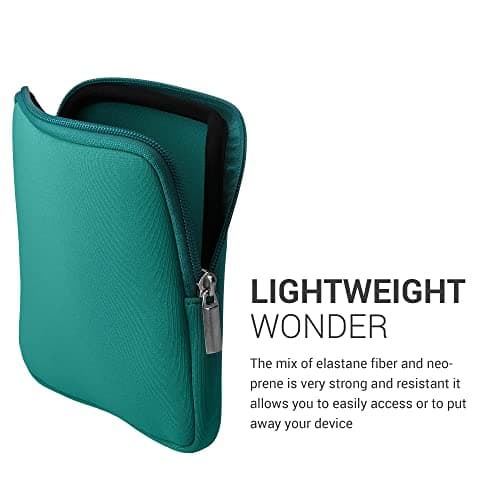 kwmobile Neoprene e-Reader Pouch Size 6,8-7" eReader - Universal eBook Sleeve Case with Zipper - Petrol — view 3