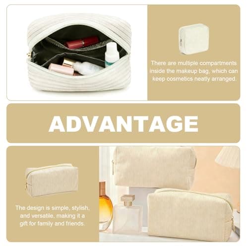 2PCS Small Makeup Bag, Travel Toiletry Bag, Beige — view 5
