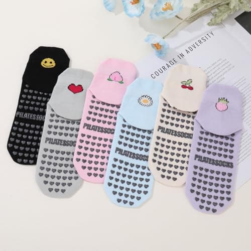 Zuimei 6 Pairs Pilates Yoga Socks for Women Non Slip Trainer Ankle Socks — view 6