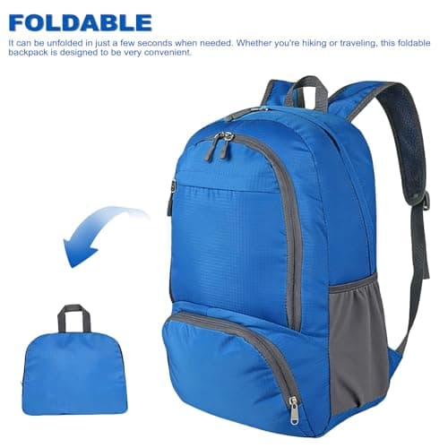 Waterproof Packable Rucksack, 30L Foldable Travel Backpack Daypack — view 4