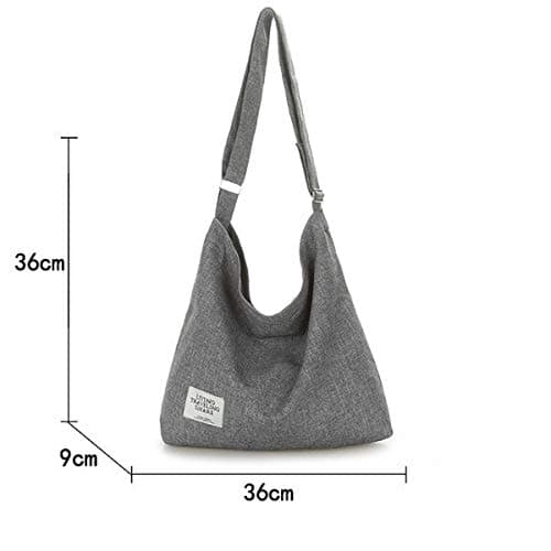 ZhengYue Hobo Bag for Women, Canvas Crossbody Totes Beach Bag Simple Shoulder Bag Ladies Large Cotton Tote Handbag Girls Shopping Bag for Travel Daily Use Grey — view 2