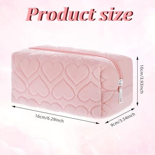 Sibba Makeup Bag Puffy Make Up Toiletry Cases for Women Zipper Cosmetic Pouch Travel Handbag Organizer Traveling Skincare Purse Shower Bathroom Washing Beauty Organization Storage Organizatio(Pink) — view 3