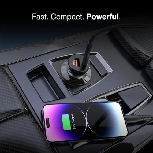 PORTENTUM Car Charger Adapter 60W + 60 W USB-C Cable included – Dual and simultaneous – USBC PD 30W + USBA QC 30W – Cigarette Lighter USB Charging for iPhone iPad Android Tablet Smartphone — view 4