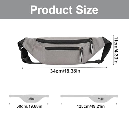 Bum Bag – Lightweight Waist Bag & Waterproof Fanny Pack for Women & Men, Secure Travel Belt Bag for Festivals, Hiking, Running, Holidays – Ideal Bum Bags for Ladies & Men (Grey) — view 2