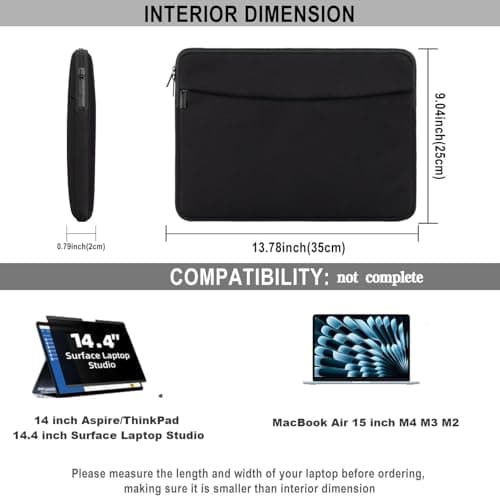 MicaYoung Laptop Sleeve Case 14 inch-Protective for MacBook pro 14 Black — view 2