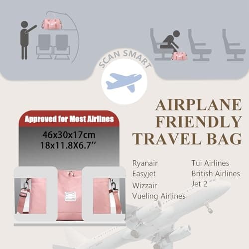 VMIKIV Sports Gym Bag Womens Travel Duffle Bag Mens Weekend Cabin Bags for Overnight,Hospital,Undearseat Carry on Hand Luggage for Easyjet,for Ryanair,for Vacation,Shopping,Casual — view 2