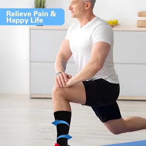 Jeffdad 2 Pairs Compression Socks for Women Men, 15-25mmHg Knee High Compression Stockings for Sport, Medical Compression Flight Socks for Nurses Running Flying Pregnancy Travel(S-M) — view 6