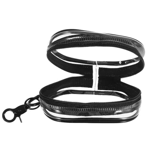 TOPBATHY Black Pvc Travel Storage Pouch with Lobster Clasp for Earphones