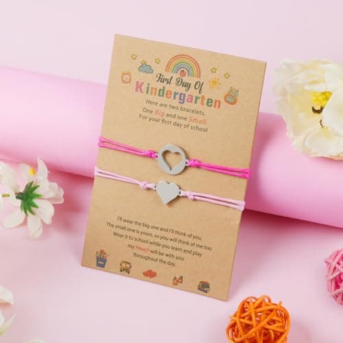 AUAUY 2PCS Back to School Bracelet, Heart Friendship Bracelets for Girls — view 5