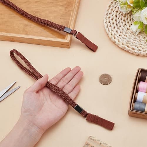 HOBBIESAY 2Pcs Brown Hand Wrist Strap Lanyard Nylon Stretchable Elastic Portable Cane Ropes Walking Stick Wrist Straps for Elderly Crutches Outdoor Hiking Walking Rehab Mobility Use — view 4