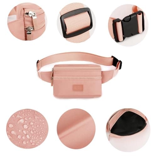 Bumbags Waist Fanny Pack Ladies Fashion Bum Bag with Adjustable Belt for Sport Hiking Girls Women (Pink) — view 3