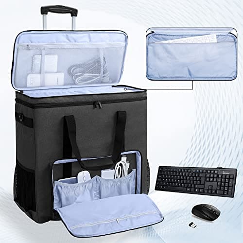 CURMIO Rolling Desktop Computer Carrying Case with Wheels, Black — view 2