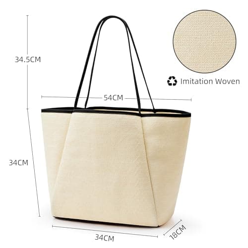 KALIDI Women Straw Tote Bag Summer Beach Woven Shoulder Handbag Extra Large — view 6