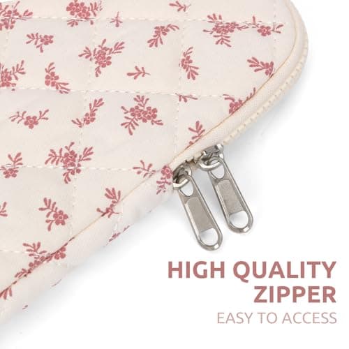 Puffy Laptop Sleeve 13 Inch Cute Floral Laptop Case Soft Quilted Computer Sleeve Protective Cover for MacBook, iPad, Notebook, Chromebook — view 6