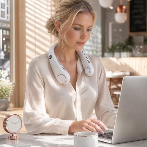CNMTCCO Portable Neck Fan, Mini USB Neck Fan with Cooling, 5 Speeds Quiet Neck Fan with LED Display, 3000 mAh Battery, Brushless Motor, for Travel and Office — view 6