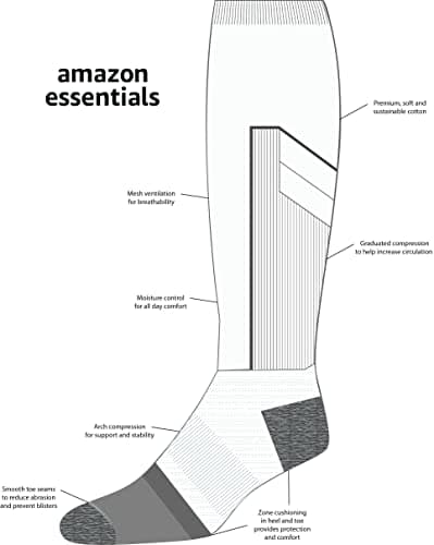 Amazon Essentials Men's Cotton Knee High Graduated Compression Socks, 3 Pairs, Black, 7-11 — view 3