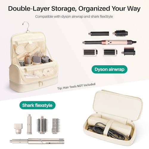 Noldena Hanging Hair Tool Organiser Compatible with Dyson Airwrap, Cream — view 3