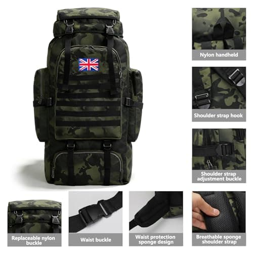 Lesbyit 80L Waterproof Hiking Backpack Lightweight Tactical Rucksack — view 3
