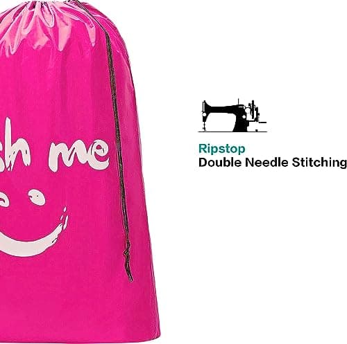 CJWLKJ 2-Pack XL Travel Laundry Bags, Machine Washable Dirty Clothes Organizer, Large Enough to Hold 4 Loads of Laundry, Easy Fit a Laundry Hamper or Basket (Pink+Blue, 24" x 36") — view 5