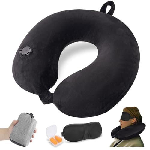JetsCush Inflatable Neck Pillow, Compact Airplane Travel Pillow for Adults