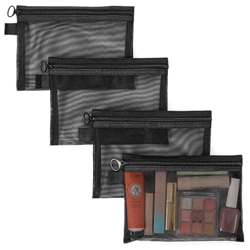 Vinuwu 4Pcs Small Make Up Bag for Handbag, Mesh Cosmetic Pouch with Zipper