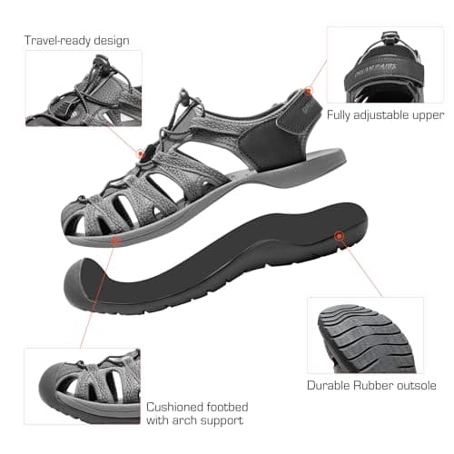 DREAM PAIRS Men Durable Sport Sandals,Black/Dark/Grey,7 — view 4