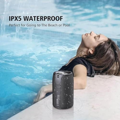 HAVAL Portable Bluetooth Speakers, Wireless Speaker, S32 Small Outdoor Speaker, Waterproof IPX5, Stereo Pairing/Bass/USB/MIC/TF Card/AUX for Home Outdoor Travel, Gift for Men, Kids -Black — view 2
