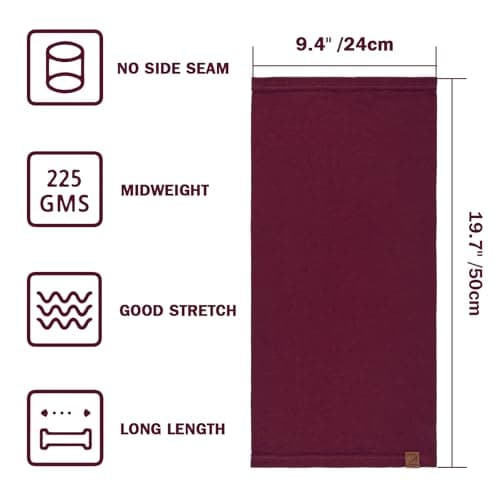 ACUSHLA 100% Merino Wool Neck Gaiter, Ski Mask Neck Warmer Unisex, Crimson — view 5