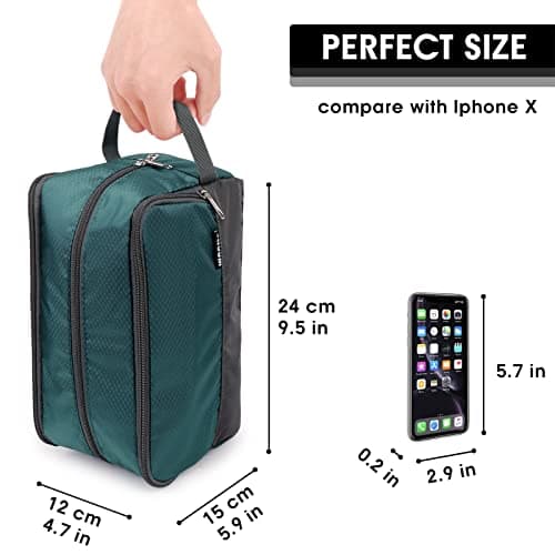 WANDF Toiletry Bag Water-Resistant Nylon Travel Wash Bag Lightweight Dopp Kit for Men and Women (A-Malachite Green) — view 5